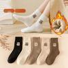 Plush Medium Tube Socks Little Bear Pattern Japanese Socks Fashionable Cotton Socks  Women's