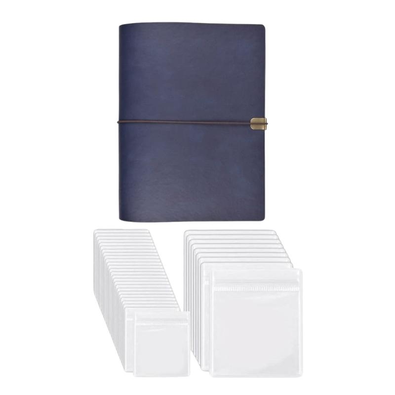 

Travel Jewelry Organizer Gray/Blue/Brown with Clear Pages Waterproof for Rings Earrings Necklaces Card Storage Album синій