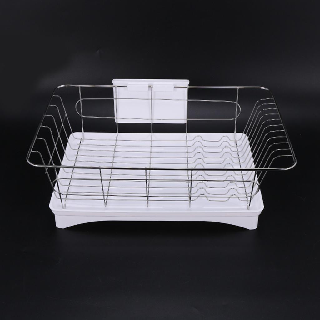Good-Stainless Steel Dish Drainer Drying Rack With 3-Piece Set Removable Rust Proof Utensil Holde For Kitchen Counter Storage Ra