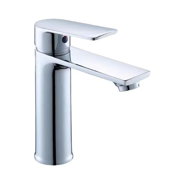 Hot Selling Modern Single Handle Chrome Plated Silver Color Stainless Steel Deck Single Hole Basin Mixer Ceramic Valve Bathroom