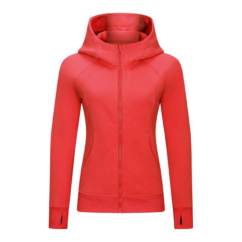 Waist-Tight Thin Yoga Wear Fall and Winter Running Jacket Workout Top Silm Hooded Cardigan Sweater Female Fleece-lined Thickened