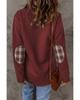 Azura Exchange Geometric Texture Plaid Trim Sweatshirt