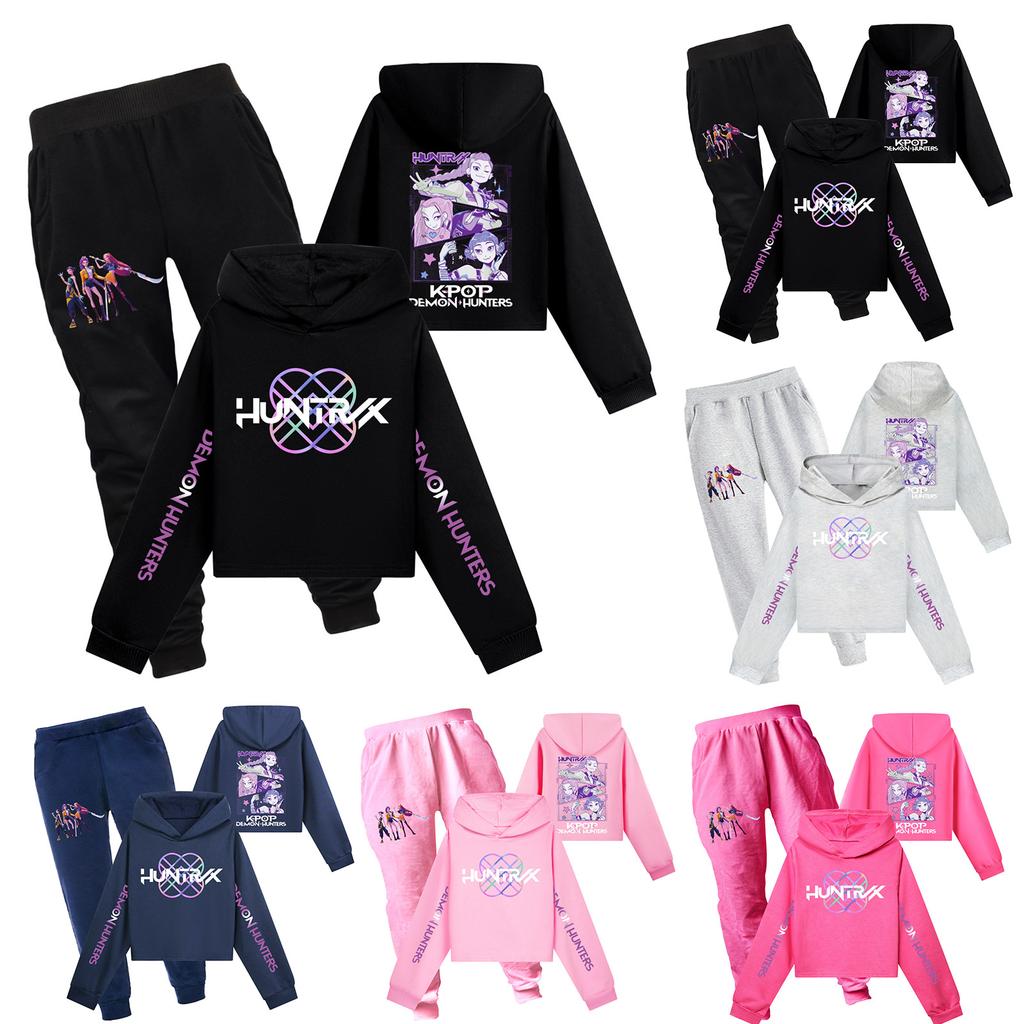 Children's Hooded Top And Pants Two-piece Tracksuit Set Long-sleeved Printed Sweatshirt Set
