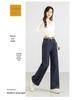 2025 Trendy Women's Wide-Leg Dark Blue Jeans - Spring Straight-Leg Drape Pants