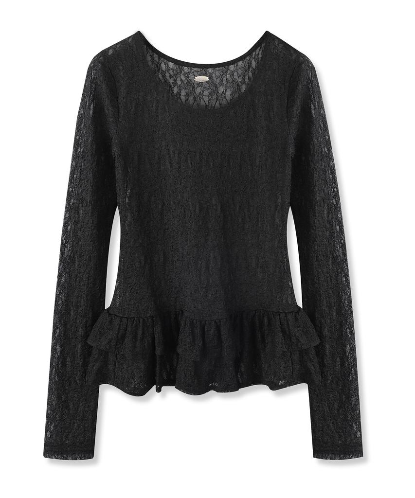 AVANDRESS Ella Flower See-Through Frill Tee_2 Colors