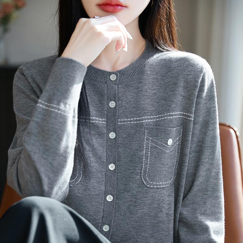 Women's Lightweight 50% Wool 50% Mulberry Silk Cardigan - 4-Season Versatile Knitwear for All-Year Comfort & Style