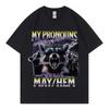 Unhinged Non Binary Raccoon Funny Meme T Shirt Gothic Fashion Vintage Short Sleeve Tshirt Men Women Casual Oversized Tshirts