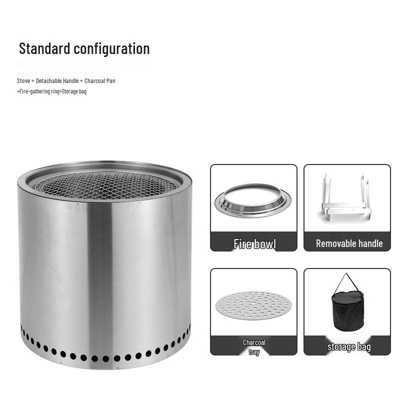 Large Outdoor Stainless Steel Wood-Burning Bonfire Stove for Camping and Barbecue