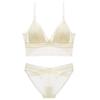 Sexy Spitzen-Bügelloses BH-Set mit tiefem Rücken, dünnen Baumwoll-Push-Up-Polstern und Schmetterlingsknoten-Design