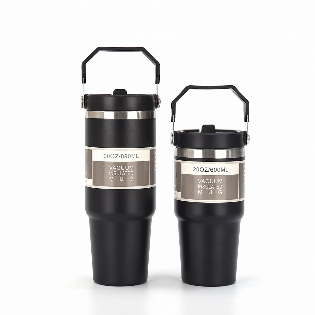 600/890ML Stainless Steel Thermos Mug With Straw Keeps Cold and Heat Thermal Mug  Car Insulated Flask Water Tumbler for Outdoor