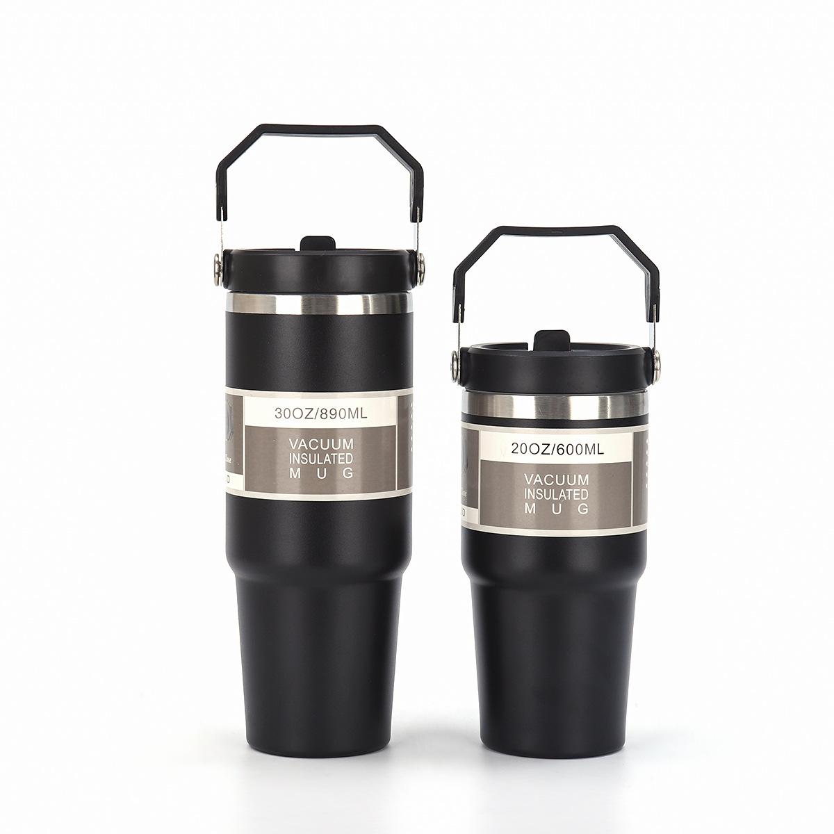 

BEPAN 600/890ML Stainless Steel Thermos Mug With Straw Keeps Cold and Heat Thermal Mug Car Insulated Flask Water Tumbler for Outdoor 600ML чёрный