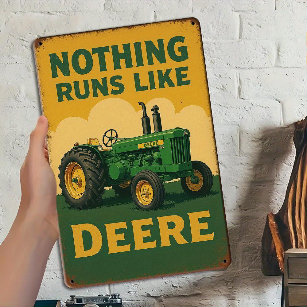 "Nothing Runs Like Deere" Tractor Sign - 19.81x29.97cm Vintage Metal Decor for Farmhouse & Garage