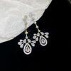 Super Flash Water Drop Zircon Splicing Long Tassel Dangle Earrings for Women Light Luxury Dainty Magnificent Earring K