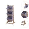 Wooden Storage Basket Floor Rack Organizer Multipurpose Display Shelf for