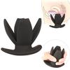 Top Silicone Flower Opening Butt Plug Expander for Men Woman Adult Erotic Sex Toys (Color: Black)