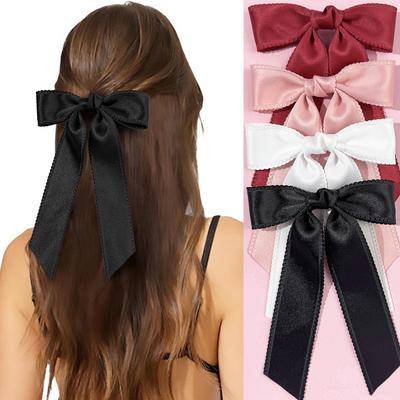 Japanese and Korean Solid- Lace Long Flowing Bow Hairpin for Ladies, a High-end Accessory with a Sophisticated