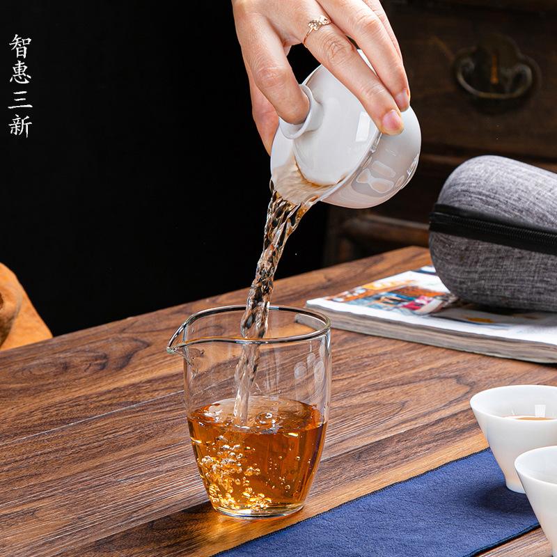 Ceramic Glass Travel Tea Set Portable Quick-off Cup Chinese Kungfu Tea Set Net Celebrity Gift Set L12