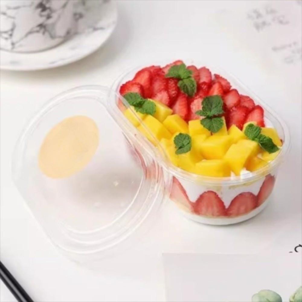 50pcs 500/280ML Dessert Container with Lid Oval Mousse Dessert Cups with Cover Cookie