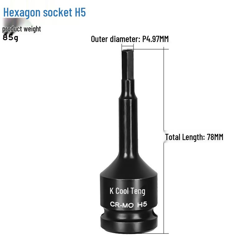 1/2 Large Air Gun Hex Screwdriver Socket Set - One-Piece Extended Pneumatic Bit Wrench