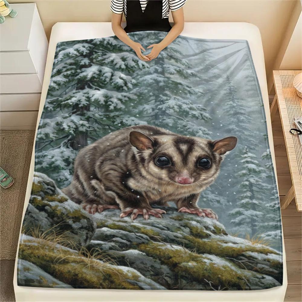 1PC Snow animals Print FlAannel Blanket, High quality Comfortable for All Seasons, Home Decor, Warmth and Comfort
