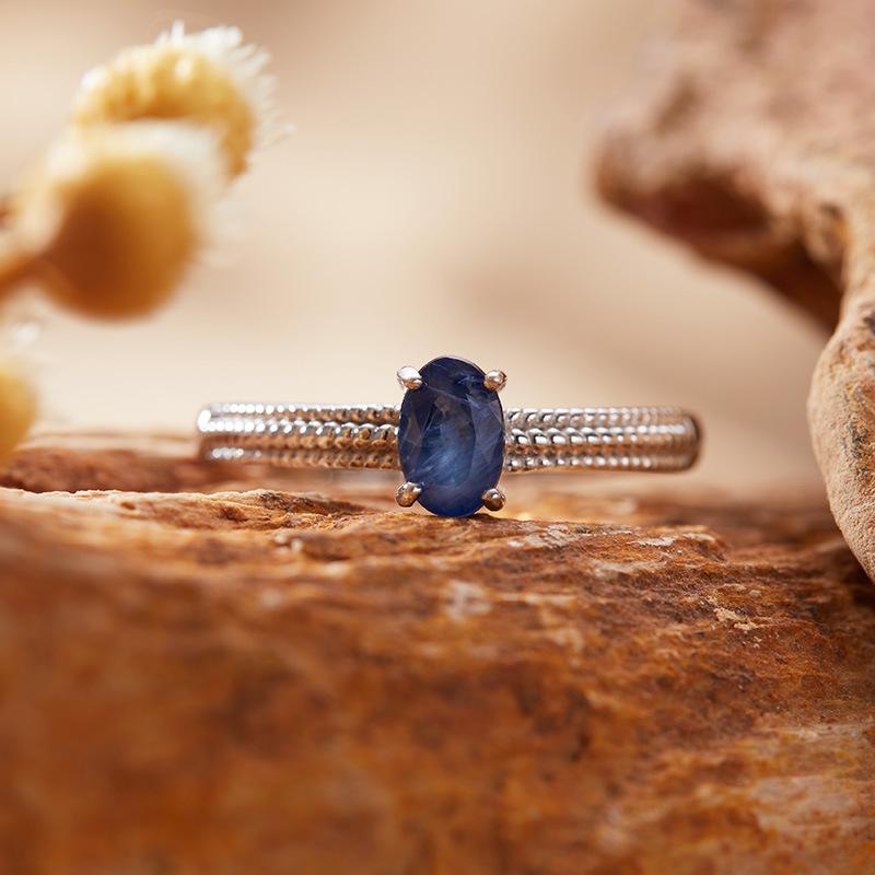 Natural Topaz Tanzanite Sapphire Color Treasure Ring Women'S S925 Sterling Silver Simple Index Finger Ring