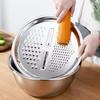 Vegetable Cutter Multifunctional 4 In 1 Grater Slicer Lid with Drain Basket Washing Draining Slicing Fruits Vegetables Kitchen Vegetable Slicer