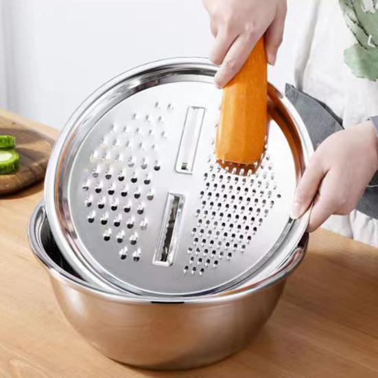 Vegetable Cutter Multifunctional 4 In 1 Grater Slicer Lid with Drain Basket Washing Draining Slicing Fruits Vegetables Kitchen Vegetable Slicer