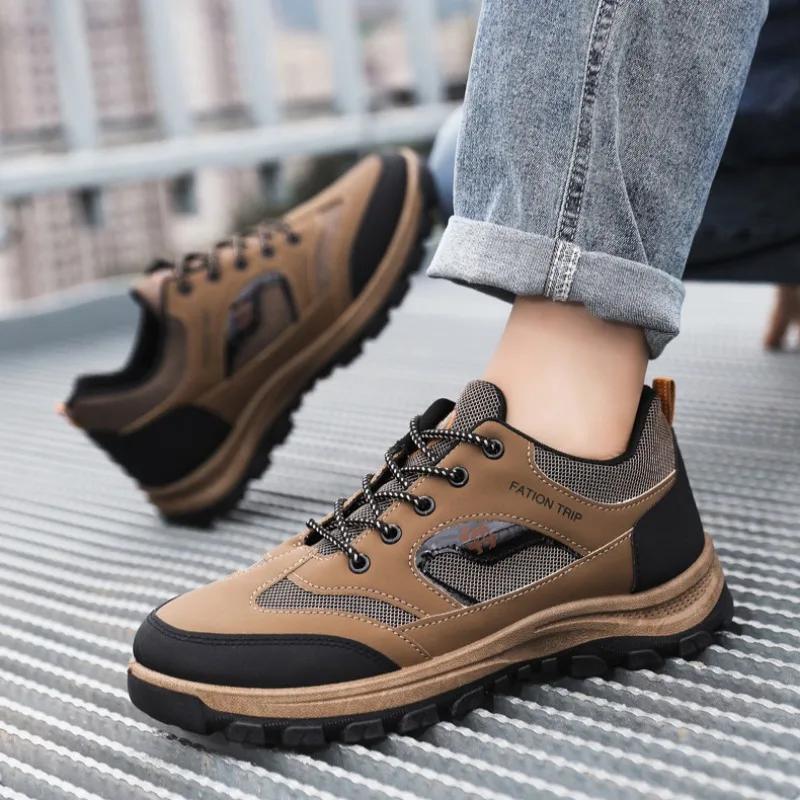 Pantofi sport de exterior la modă pentru bărbați, pantofi clasici de drumeție, pantofi casual din piele pentru bărbați, pantofi de trekking cu platformă pentru toamnă-iarnă, mărime plus 46