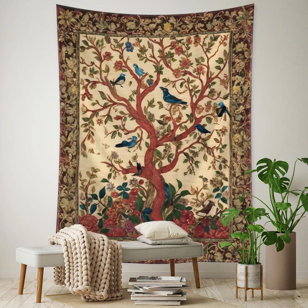 Flying Bird Tree of Life Tapestry Wall Hanging Bohemian Abstract Mysterious Witchcraft Hippie Tapiz Living Room Home Decor