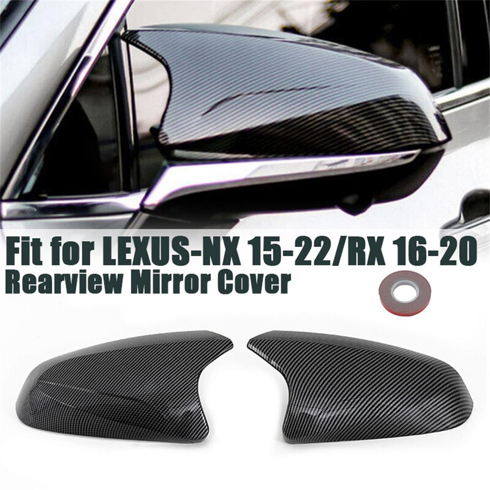 Carbon Fiber Look  Side Mirror Cover Cap For Lexus NX RX NX250 RX350 RZ300e 2015-2024
