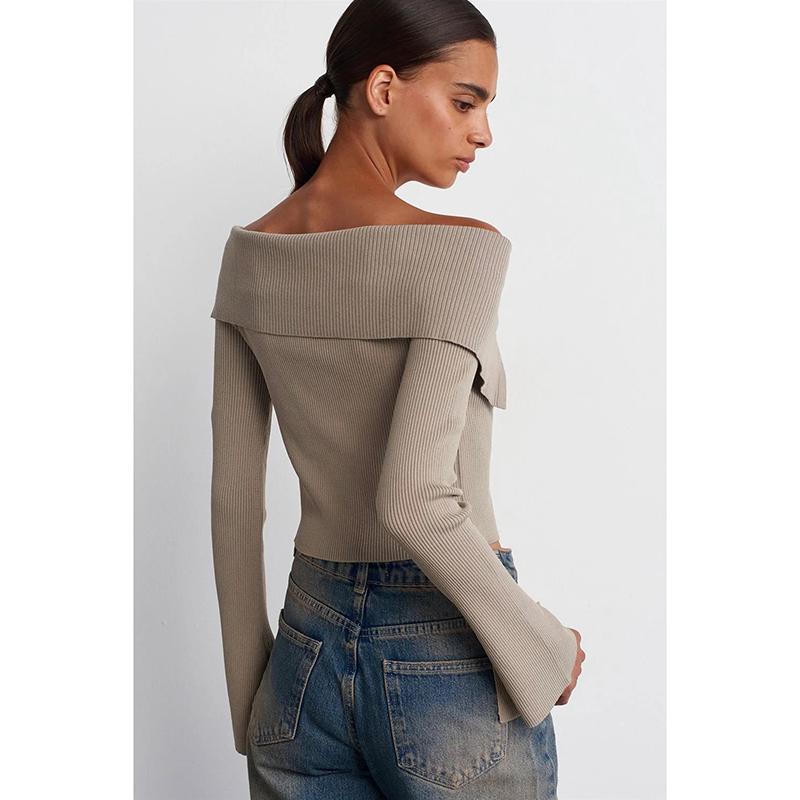 Fashion Women's Cardigan Spring Autumn Sexy Collar Zip Patchwork Vintage Sweaters New Chic Streetwear Female Jumpers