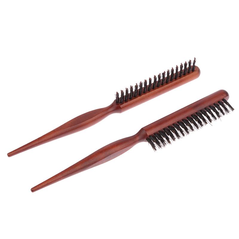 Professional Salon Teasing Back Hair Brushes Boar Bristle Wood Slim Line Comb Hairbrush Extension Hairdressing Styling Tools Diy
