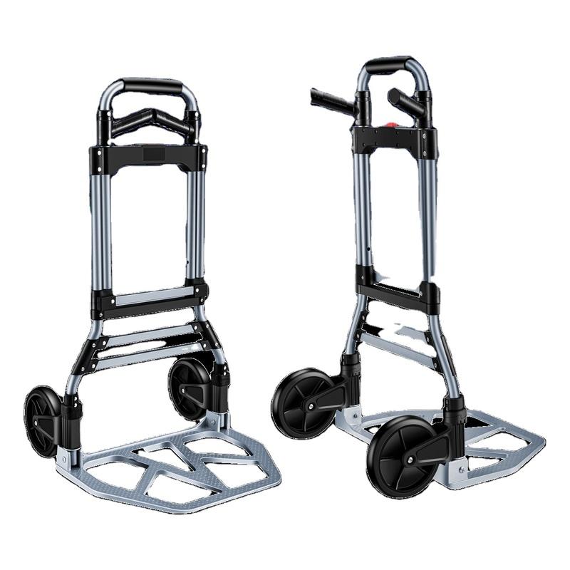 Folding Aluminum Hand Truck Dolly Cart 150KG Capacity Heavy Duty Two-Wheeled TPR Wheels Industrial Cargo Handling Storage Other