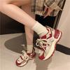 2024 Autumn New Vulcanized Shoes Women Mixed Colors Design Casual Shoes Versatile Trend Lace Up Sneaker Women's Sport Shoes