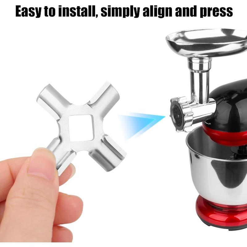 Double-Sided Grinding Cross Blade with Square Hole, Meat Grinder Replacement Blade, Stainless Steel Cutter for Electric Meat