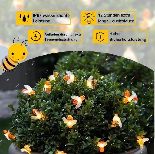 Pszczoły Solarne Światła Ogrodowe 50 Led Girlanda 7M 8 Trybów Super Efekt
