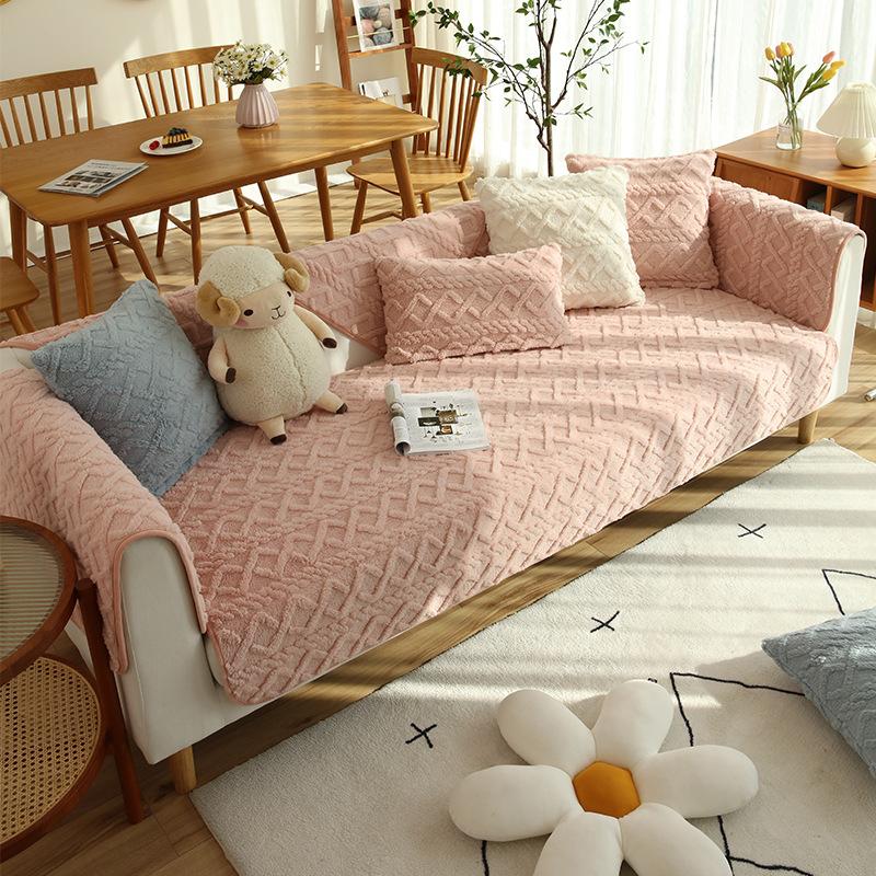 Winter Plush Sofa Cushion Simple Winter Thickened Cushion Leather New Non-Slip Sofa Cover All-Inclusive Cover Towel