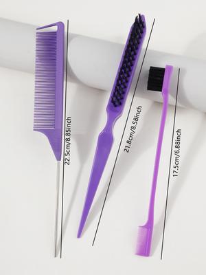 Hair Brush Set - 3 Pcs, Slick Back, Rat Tail, Teasing Comb for Kids and Baby Hair Smoothing