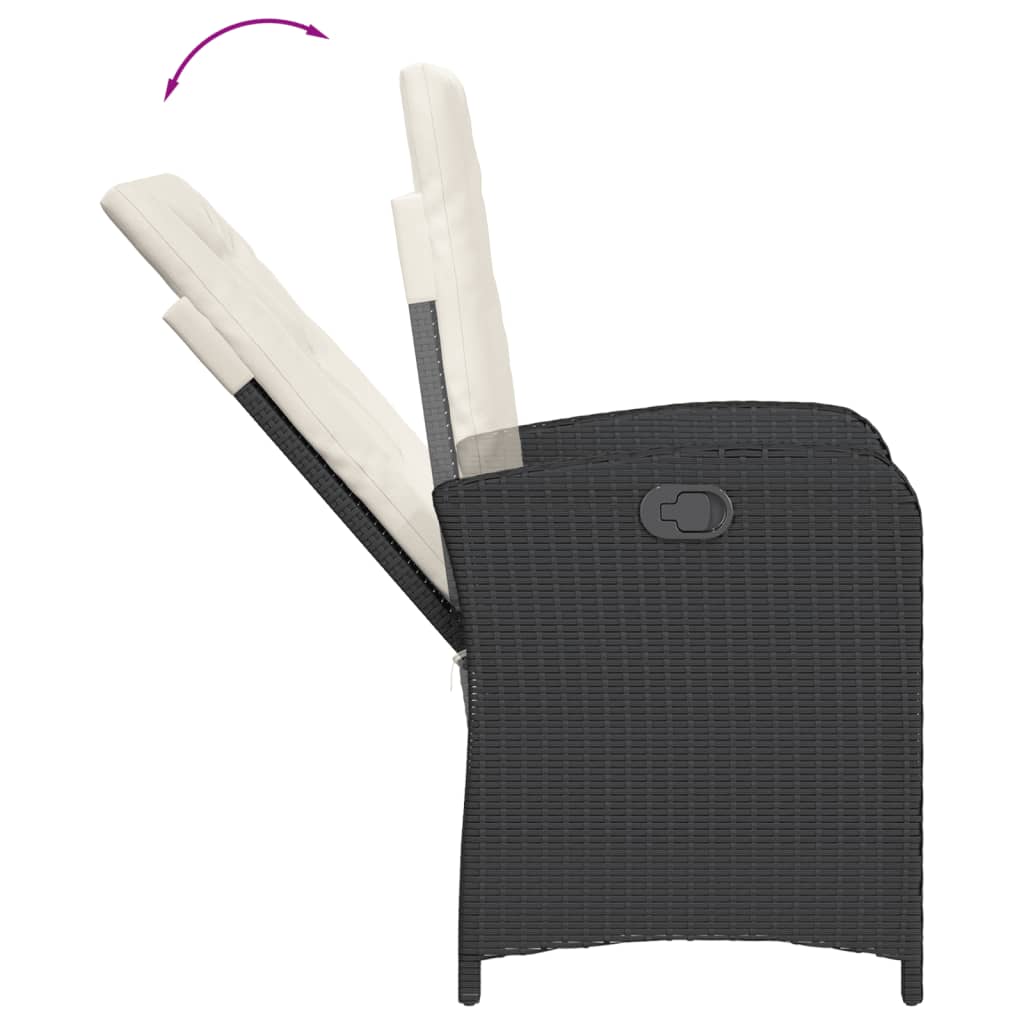 Vidaxl 5-Cz. Garden Furniture Set With Cushions, Black, Poly Rattan