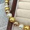 10Mm National Style Retro Maillard Color Strong Light Round Mixed Color Shijia Pearl Necklace Women'S Neck Chain Collarbone Chain Commuting