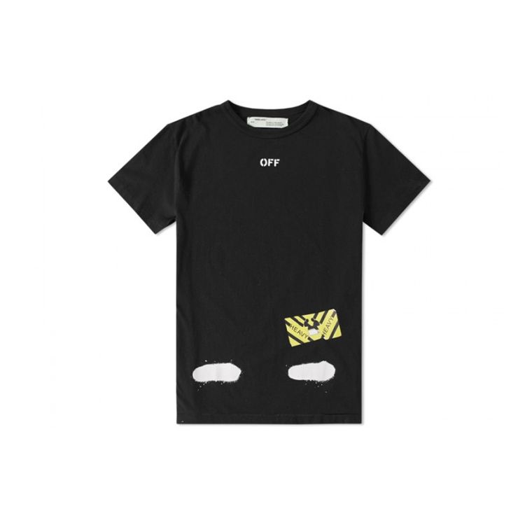Off-White Diag Spray Tee Black Men Streetwear OMAA002G20JER0111001