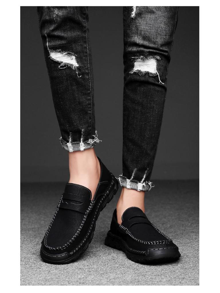 Scarpe Casual da Uomo Slip-On Fatte a Mano per Guidare - Cuciture, Outdoor, Quattro Stagioni, Taglie Forti, alla Moda