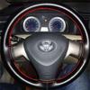 Genuine Leather Hand-Stitched Car Steering Wheel Cover, Unisex, Suitable for All Seasons, for Volkswagen, Honda, Toyota, Thin Style, Sweat-Absorbent