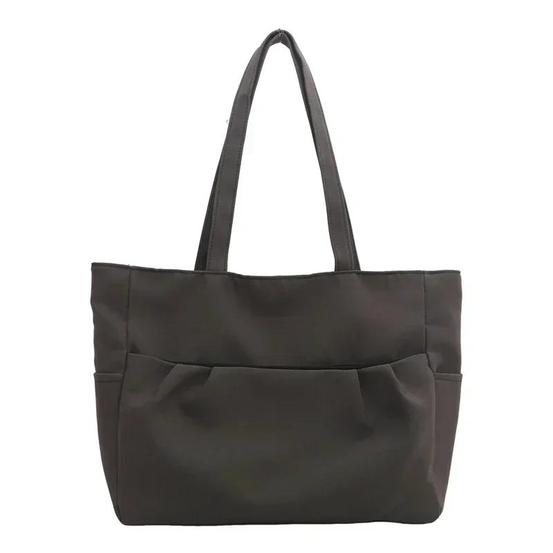 New feminine fashion canvas bag for university students travel bag large capacity versatile solid color shoulder bag