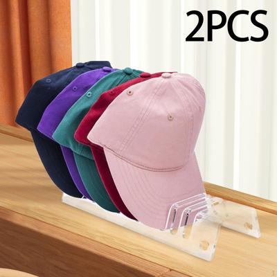 2 Pieces Acrylic Baseball Cap Holder Hat Storage Organizer Clear Display Stand for Dresser