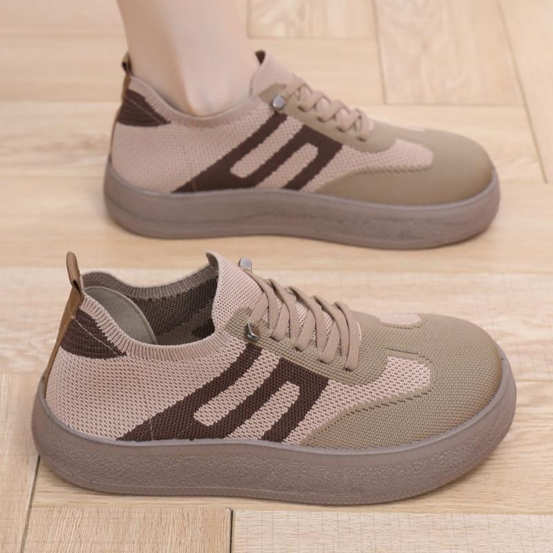 Spring Style Petite Height-Boosting Chunky Sneakers: Trendy, Versatile, Knit-Breathable Women's Trainers