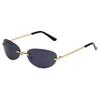 Luxury Brand Designer Y2K Rimless Oval Sunglasses for Women Men UV Protection Sun Glasses Punk Popular Goggle Shades
