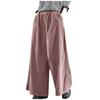 Women's Solid Color Mid-waist Trousers Casual Loose Wide-leg Pants Temperament Corduroy Pants