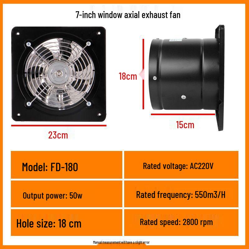 Powerful Silent Kitchen Window Exhaust Fan – Metal Square Oil & Smoke Extractor