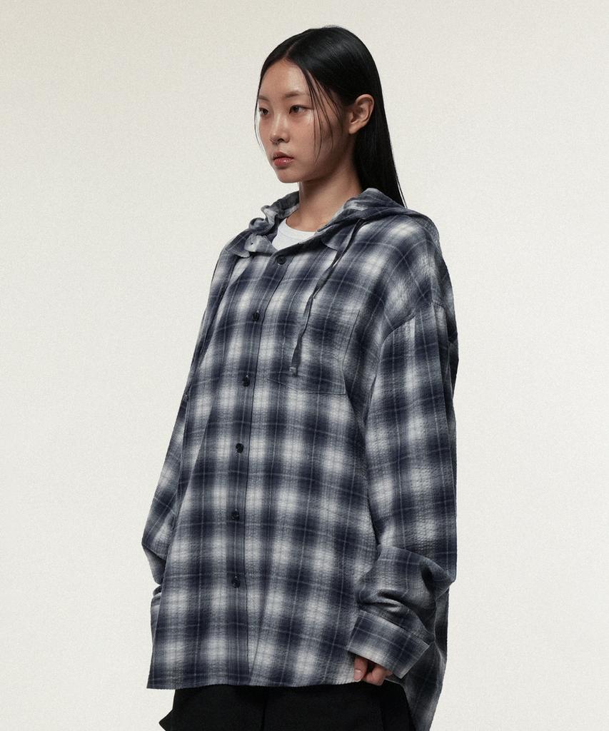 IDWS Hooded Checkered Shirt Blue
